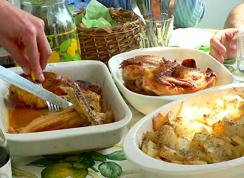 若鶏の香草焼きとジャガイモのローズマリー風味